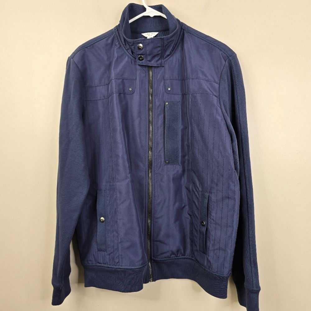 Calvin Klein Slim Fit Full Zip 3 Pocket Racing Bomber Jacket Large